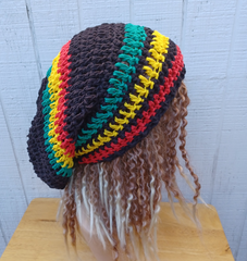 Hemp Cotton Slouchy Rasta Beanie Dread Tam Hat Slouchy Beanie for dreadlocks black green yellow red