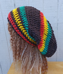 Hemp Cotton Slouchy Rasta Beanie Dread Tam Hat Slouchy Beanie for dreadlocks black green yellow red