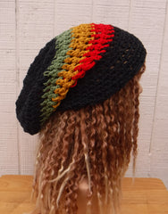 Jamaica Rasta colors cotton slouchy beanie small dread tam hat summer beanie