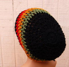 Jamaica Rasta colors cotton slouchy beanie small dread tam hat summer beanie