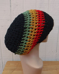 Jamaica Rasta colors cotton slouchy beanie small dread tam hat summer beanie