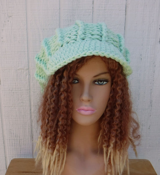 Handmade Thick Newsboy Hat in Mint Green or 30 Custom Colors  display picture 3