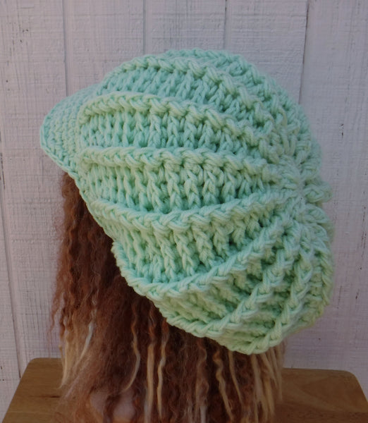 Handmade Thick Newsboy Hat in Mint Green or 30 Custom Colors  display picture 1
