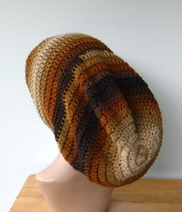 Dread Tam, long slouchy beanie, Brown tones Slouchy Beanie Tam, vegan dreadlocks Hat rasta baggy hat, slouch hat, man woman slouchy hat