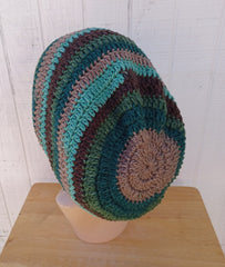 Dread Tam, long slouchy beanie, Brown Green Forest Slouchy Beanie Tam, vegan dreadlocks Hat rasta baggy hat, slouch hat, man woman slouchy hat