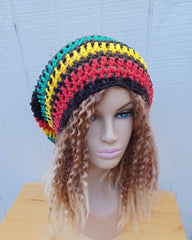 Hemp Cotton Slouchy Rasta Beanie Dread Tam Hat Slouchy Beanie for dreadlocks black green yellow red