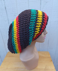 Hemp Cotton Slouchy Rasta Beanie Dread Tam Hat Slouchy Beanie for dreadlocks black green yellow red