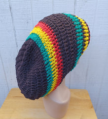 Hemp Cotton Slouchy Rasta Beanie Dread Tam Hat Slouchy Beanie for dreadlocks black green yellow red