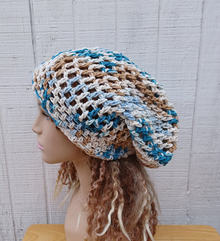 By The Sea Ombre cotton slouchy beanie small dread tam hat summer beanie