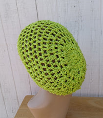 Hemp cotton beanie lime green slouchy hat Dread Tam Snood hat, crochet summer beanie, woman hat, man slouchy hat, vegan
