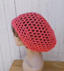 Hemp cotton beanie coral slouchy hat Dread Tam Snood hat, crochet summer beanie, woman slouchy hat, man slouch hat, vegan
