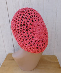 Hemp cotton beanie coral slouchy hat Dread Tam Snood hat, crochet summer beanie, woman slouchy hat, man slouch hat, vegan