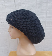 Black slouchy beanie medium Tam Dreadlock Beanie Dread Hat handmade crochet unisex