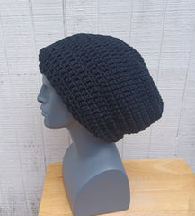 Black slouchy beanie medium Tam Dreadlock Beanie Dread Hat handmade crochet unisex