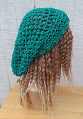 Hemp cotton beanie emerald green slouchy hat Dread Tam Snood hat, crochet summer beanie, woman slouchy hat, man slouch hat, vegan
