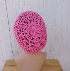 Hemp cotton beanie pink slouchy hat Dread Tam Snood hat, crochet summer beanie, woman slouchy hat, man slouch hat, vegan