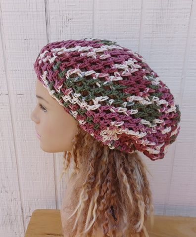 Grapevine Ombre cotton slouchy beanie small dread tam hat summer beanie