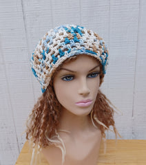By The Sea Ombre cotton slouchy beanie small dread tam hat summer beanie