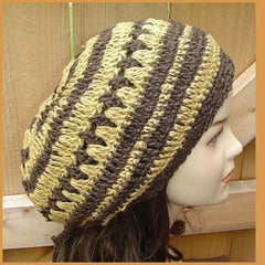 Hemp wool slouchy beanie, dread beret slouch hat, woman man beanie, Bohemian Hippie hat brown curry