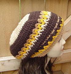 I love the Seventies Bohemian Hippie Slouchy Beanie Hat Handmade in Crochet small dread tam