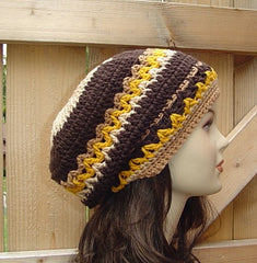 I love the Seventies Bohemian Hippie Slouchy Beanie Hat Handmade in Crochet small dread tam