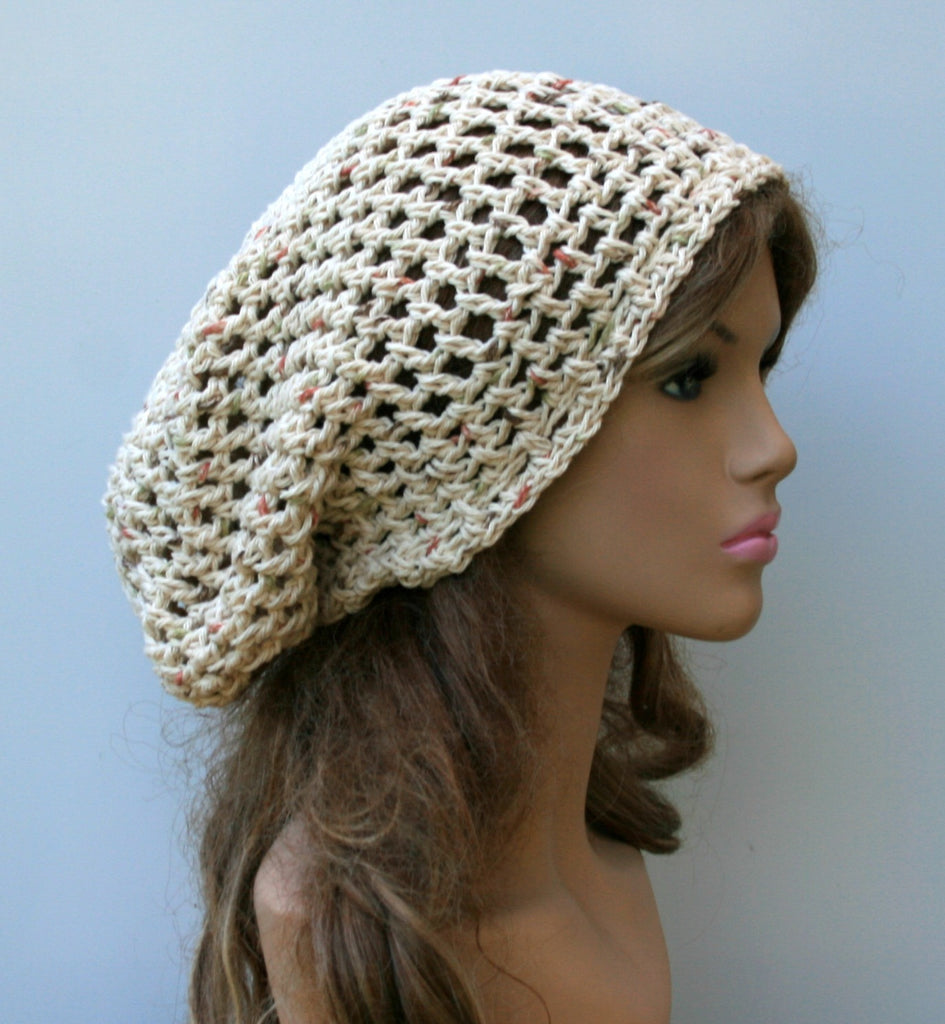 Fall Potpourri Cotton hippie slouchy snood beanie, small dread tam hat, slouch beanie hat