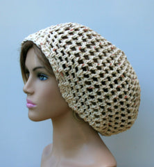 Fall Potpourri Cotton hippie slouchy snood beanie, small dread tam hat, slouch beanie hat