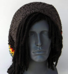 Brown Cotton Slouchy Beanie, Wide Hippie Dreadlock Hat, Dread Tam, men or women Slouch Beanie