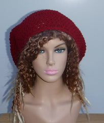 Dark red Slouchy large Tam Dreadlock Hippie Beanie Dread Hat