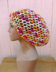 Bright cotton slouchy beanie small dread tam hat summer beanie