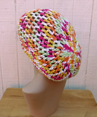 Bright cotton slouchy beanie small dread tam hat summer beanie