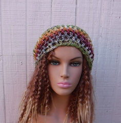 Cinnamon Cedar cotton slouchy beanie small dread tam hat summer beanie