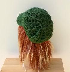 Slouchy Newsboy cap, Visor Dread Tam Thyme Green Hippie brimmed beanie