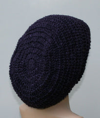 Hemp Wool Dark purple slouchy beanie dreadlock hippie tam hat