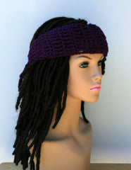 Dark orchid purple dread headband dreadband head hair band wrap scarf hippie bandana headband, woman head band