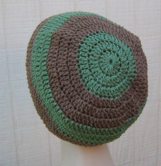 Handmade slouchy hat, smaller dread tam hat, women men slouchy beanie green brown