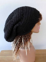 Graphite grey slouchy large Tam Dreadlock Hippie Beanie Dread Hat handmade crochet unisex