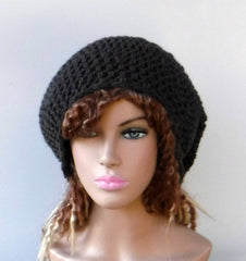 Graphite grey slouchy large Tam Dreadlock Hippie Beanie Dread Hat handmade crochet unisex