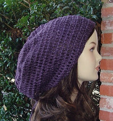 Hemp Wool Dark purple slouchy beanie dreadlock hippie tam hat