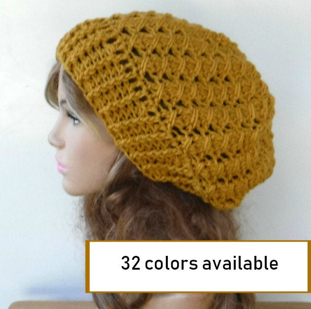 Choose color Handmade Textured Slouchy Beanie, soft woman slouchy hat