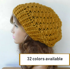 Choose color Handmade Textured Slouchy Beanie, soft woman slouchy hat