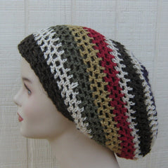 Slouchy beanie, Hemp Wool Tam, Hippie hat, Dread Tam, woman slouchy beanie, man slouch hat, hemp beanie, wool hat, striped slouchy hat, tam