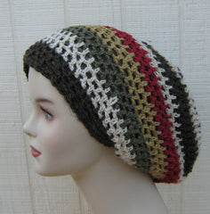 Slouchy beanie, Hemp Wool Tam, Hippie hat, Dread Tam, woman slouchy beanie, man slouch hat, hemp beanie, wool hat, striped slouchy hat, tam