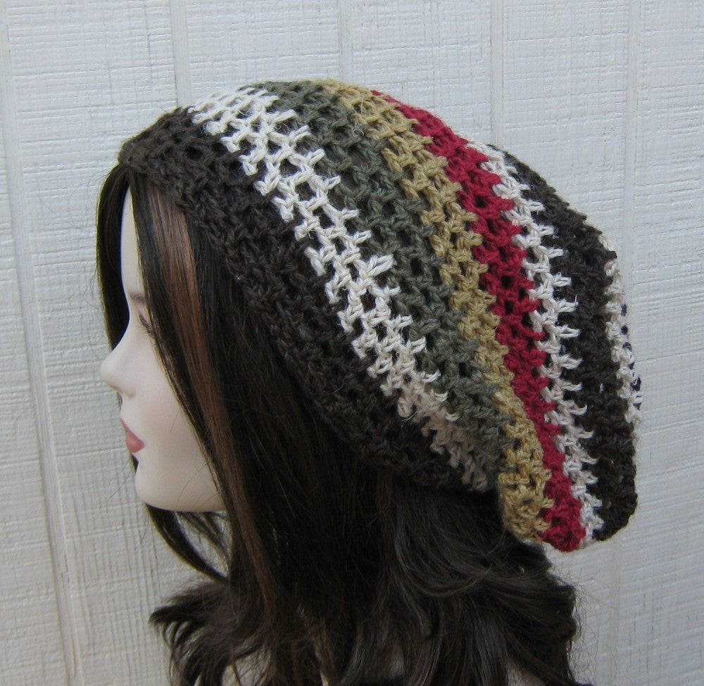 Slouchy beanie, Hemp Wool Tam, Hippie hat, Dread Tam, woman slouchy beanie, man slouch hat, hemp beanie, wool hat, striped slouchy hat, tam