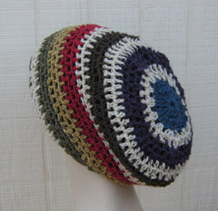 Slouchy beanie, Hemp Wool Tam, Hippie hat, Dread Tam, woman slouchy beanie, man slouch hat, hemp beanie, wool hat, striped slouchy hat, tam