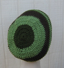 Green Brown Slouchy Beanie smaller Dread Tam Hat, Hippie Slouch Beanie, woman man hat