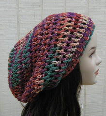 Jazzed Dread Tam Slouchy Beanie, Hippie Bohemian slouch Beanie Hat, Handmade sock tam