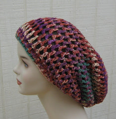 Jazzed Dread Tam Slouchy Beanie, Hippie Bohemian slouch Beanie Hat, Handmade sock tam