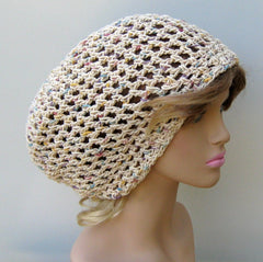 Potpourri Cotton hippie slouchy snood beanie, small dread tam hat, slouch beanie hat