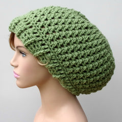 Lettuce green Baggy Hipster Hat Slouchy Hippie Beanie Handmade Crochet